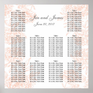 PÓSTER CARTA FLORAL DO ASSENTO DO CASAMENTO DO VINTAGE