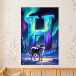 Póster Carta H Creche Luzes do Norte Aurora Boreal