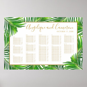 Poster Carta moderna do assento do casamento de praia das