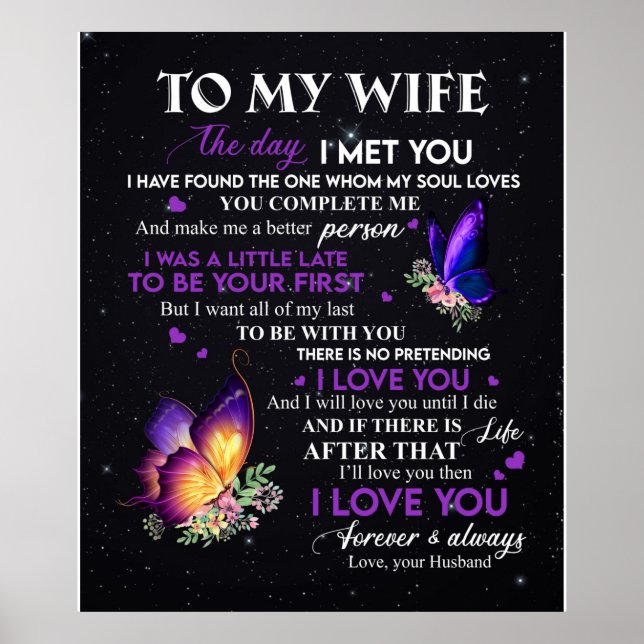 Poster Carta Personalizada À Minha Borboleta Esposa (Frente)