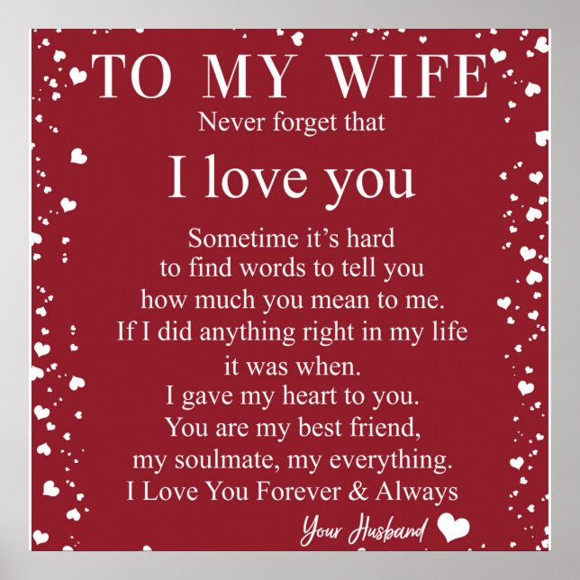 Poster Carta Personalizada À Minha Esposa, Namorados De C (Frente)