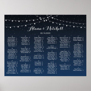 Póster Carta rústica do assento do casamento da noite