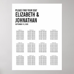 Poster Carta simples & mínima do assento do casamento da