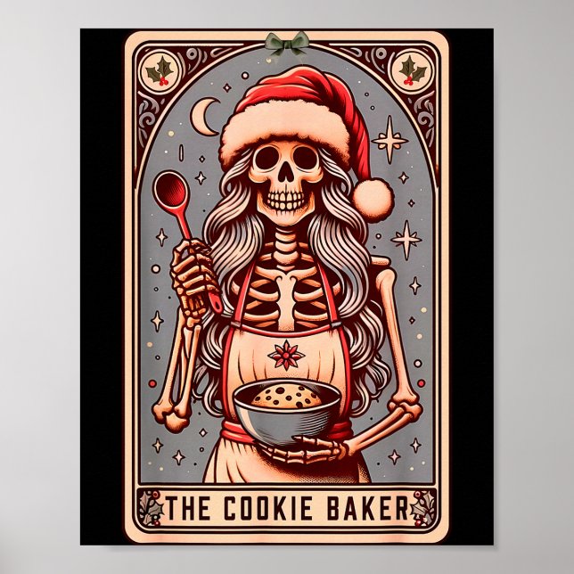 Poster Carta Tarot O Padeiro de Biscoitos Esqueleto Engra (Frente)