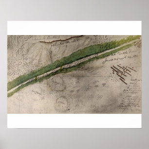 Póster Carta topográfica do campo de batalha do Litt