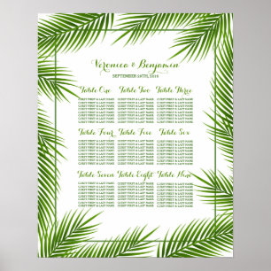 Póster Carta tropical do assento do casamento de praia