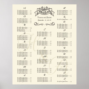 Poster Carta Wedding do assento do convidado do evento