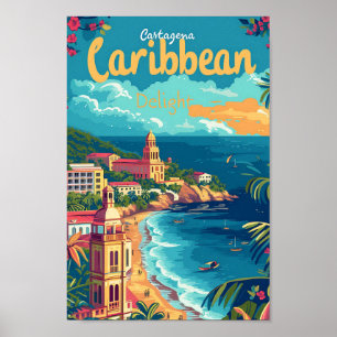 Poster Cartagena Colombia Vintage Art Viagem