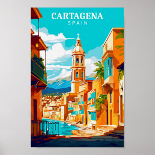 Poster Cartagena Espanha Vintage Art Viagem