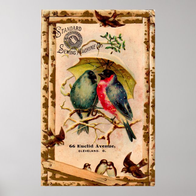 Póster Cartão comercial vitoriano Standard Sewing Machine (Frente)