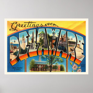 Póster Cartão das viagens vintage de Delaware Estado DE