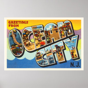 Poster Cartão das viagens vintage de New-jersey NJ da