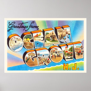 Poster Cartão das viagens vintage de New-jersey NJ do