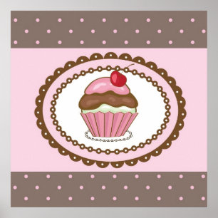Póster Cartão de aniversário com cupcake