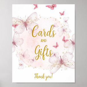 Poster Cartão de aniversário rosa e Dourado e sinal de Me