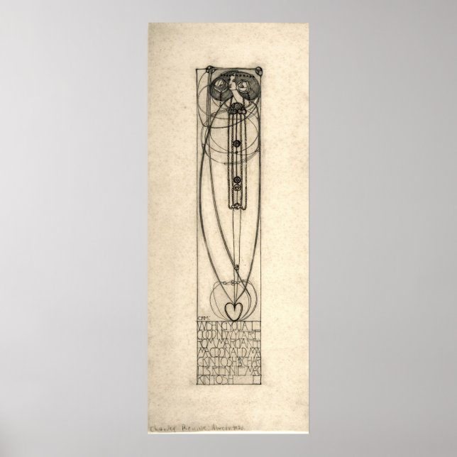 Poster Cartão de Ano Novo Charles Rennie Mackintosh 1890 (Frente)