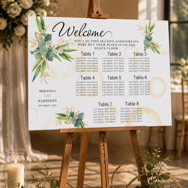 Poster Cartão de Assentos de Casamento com Esferas Dourad (Criador carregado)