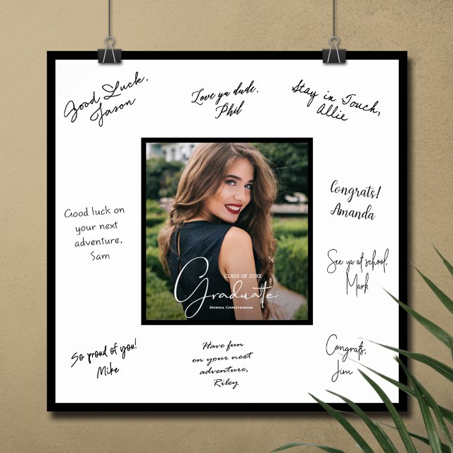 Poster Cartão de Autógrafo de Formatura com Borda Preta (Graduation autograph photo poster with black border, INSTANT DOWNLOAD and/or PRINTED)