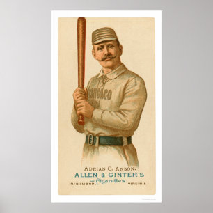 Póster Cartão de basebol 1887 de Anson do boné