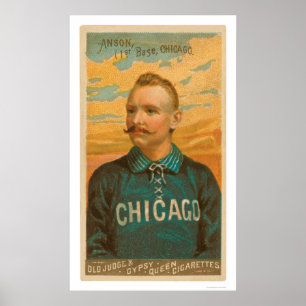 Póster Cartão de basebol 1888 de Anson do boné