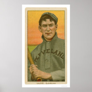 Póster Cartão de basebol 1910 de Lajoie da sesta
