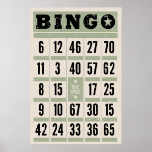 Poster Cartão de Bingo Vintage – Arte para Parede de Sala
