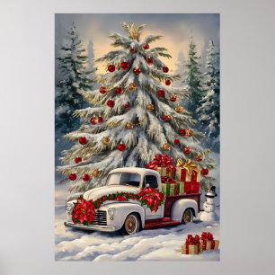 Poster Cartão de Boas Festas de Natal Antigo – Majestoso