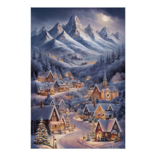 Póster Cartão de Boas Festas de Natal Winter Wonderland 