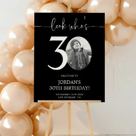 Póster Cartão de Boas-Vindas de 30º Aniversário Preto | O