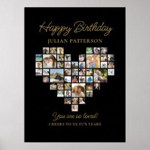 Poster Cartão de Boas-Vindas de Aniversário com Colagem d