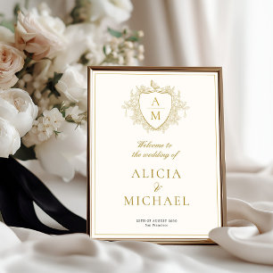Poster Cartão de boas-vindas de casamento com brasão em d