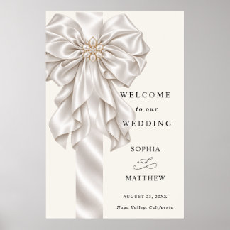 Poster Cartão de Boas-Vindas de Casamento Pérola Cetim El