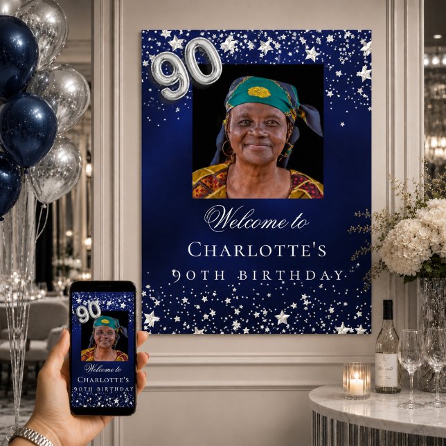 Poster cartão de boas-vindas de foto de estrelas azul pra (Criador carregado)