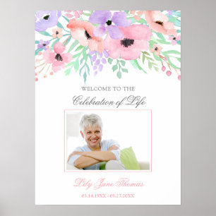 Poster Cartão de Boas-Vindas de Funeral de Flor de Aquare