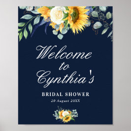 Poster cartão de boas-vindas para chá de noiva com girass