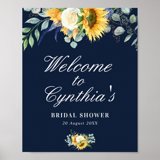 Poster cartão de boas-vindas para chá de noiva com girass (Frente)
