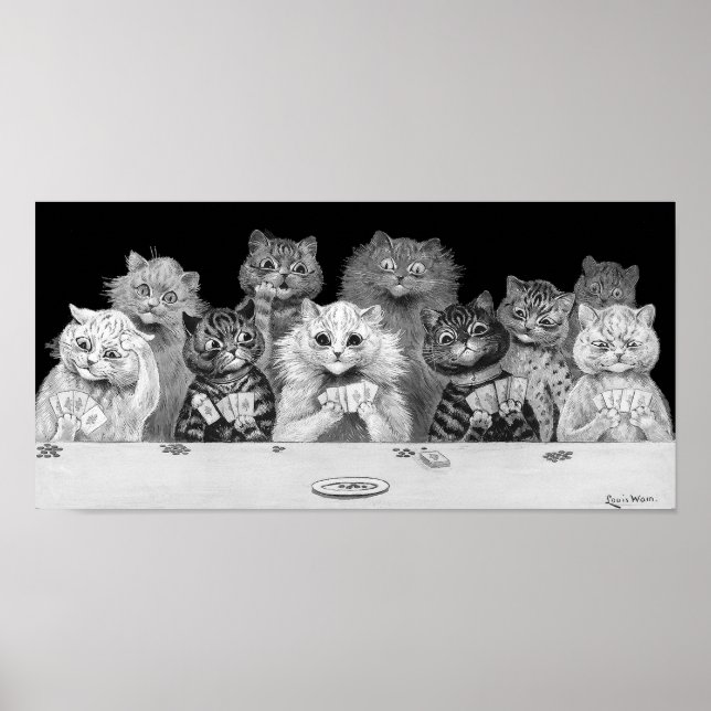 Poster Cartão de Brincadeira de Gato, Louis Wain (Frente)