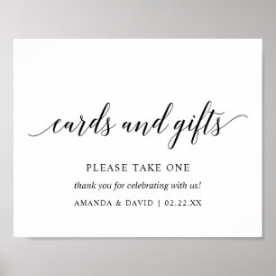 Poster Cartão de casamento de tipografia elegante preto p