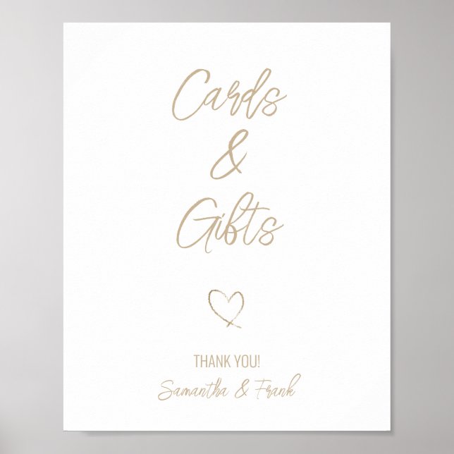 Poster Cartão de Casamento e Presente em Grafia Dourada E (Frente)
