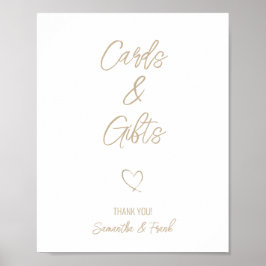 Poster Cartão de casamento e presente em letra dourada el