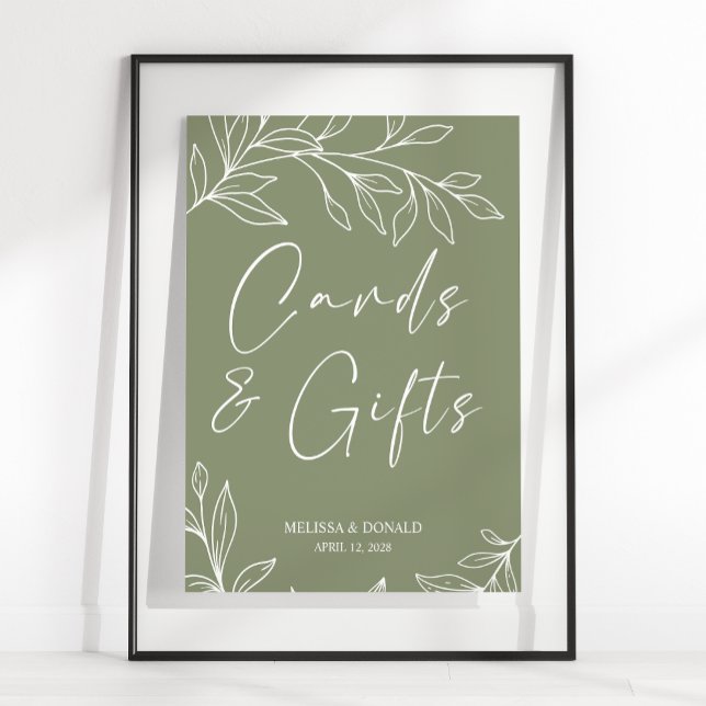 Poster Cartão de Casamento & Presentes Flores Boho Sage (Criador carregado)