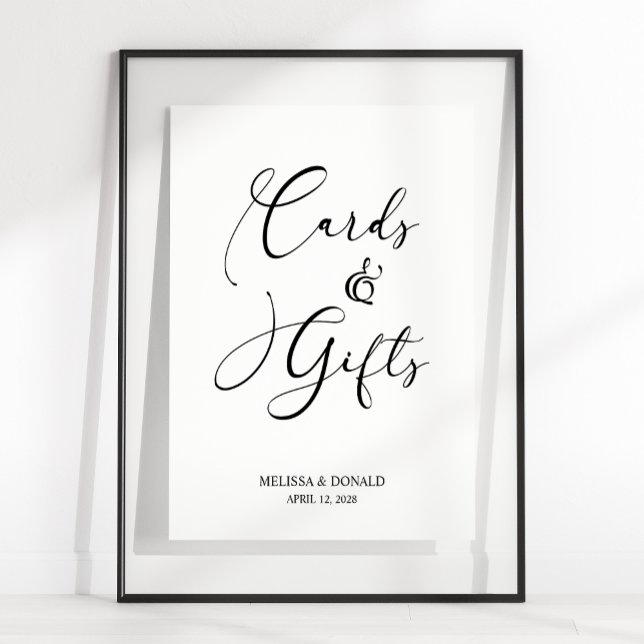 Poster Cartão de Casamento Simples de Script Preto Modern (Criador carregado)