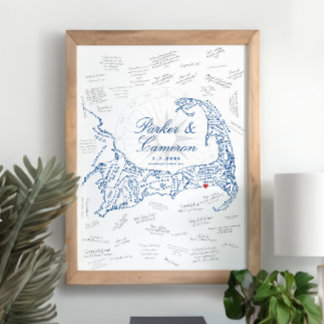 Poster Cartão de Casamento Wychmere Cape Cod Mapa Livro d