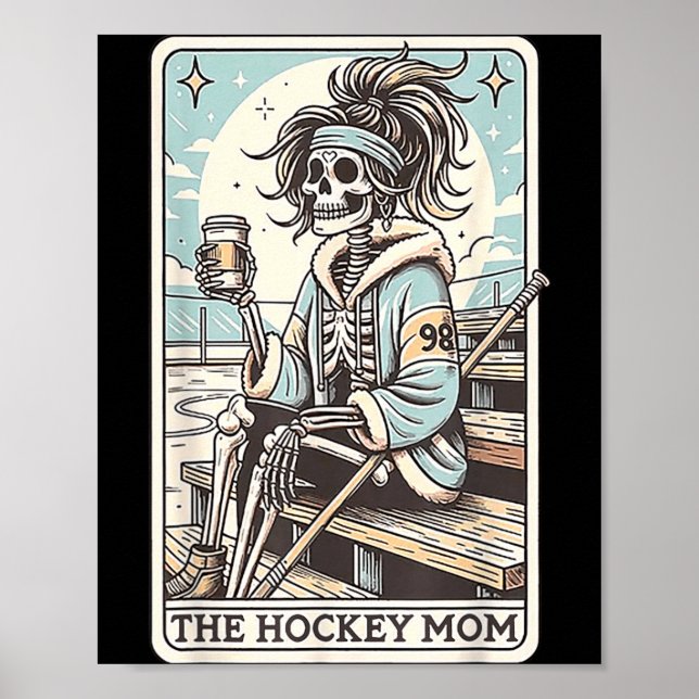 Poster Cartão de esqueleto engraçado da mãe de hóquei (Frente)