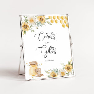 Poster Cartão de girassol e sinal de presentes para mel d