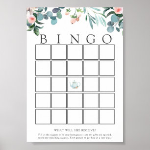 Poster Cartão de Jogo de Bingo de Chá para Bebê