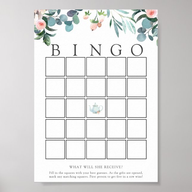 Poster Cartão de Jogo de Bingo de Chá para Bebê (Frente)