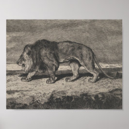 Poster Cartão de leão Vintage