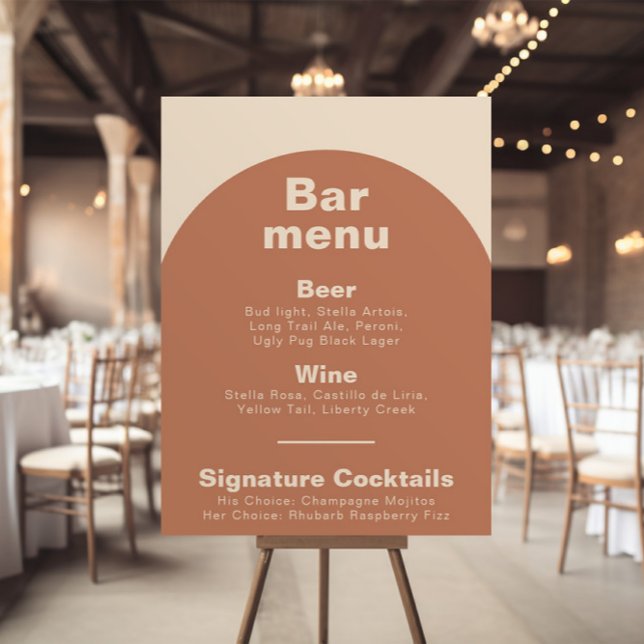 Poster Cartão de Menu de Bar de Casamento Formal Minimali (Criador carregado)