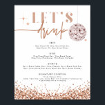 Poster Cartão de Menu de Bar de REGINA Rose Gold Disco Le<br><div class="desc">Este pôster de menu de bar apresenta lantejoulas rose gold e um duo de fontes glamorosas. Use este menu para o seu casamento,  chá de noiva,  festa de aposentadoria,  etc. Edite a *maioria* do texto para atender às suas necessidades.</div>